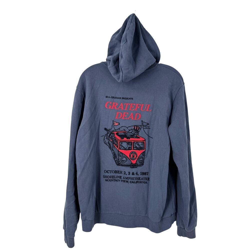 Marine Layer Grateful Dead Zip Up Hoodie Mens M Blue Embroidered Shoreline Band